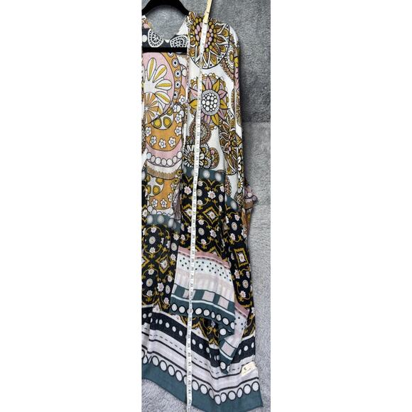 ComfyLuxe Pink Yellow Print 70's Vibe Lightweight Kimono Duster Boho Whimsigoth - Picture 7 of 9